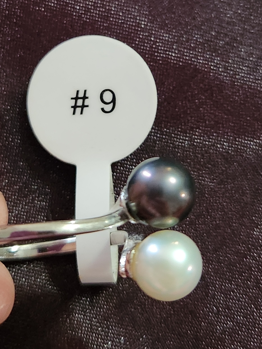 Vantel Pearls Two-Tone Open Pearl Ring - Cherry Cola Color and White Pearls